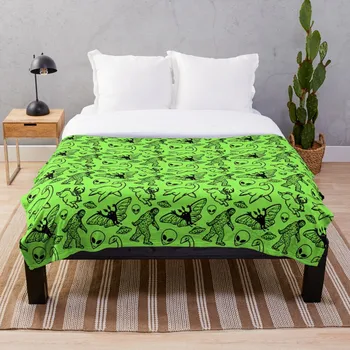 

Cryptid Pattern Black on Green Throw Blanket Soft Sherpa Blanket Bed Sheet Single Knee Blanket Office Nap Blanket