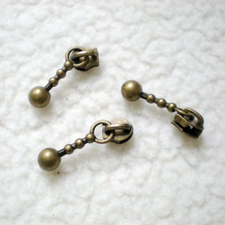 10PCS Zipper Sliders Metal 3# Nylon Zippers Replace Pulls Drop Shape Antique Bronze DIY Craft Sewing Accessories
