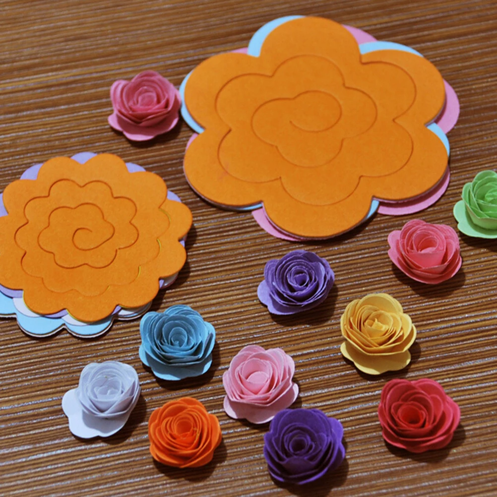 10/22Pcs/1 lot DIY Paper Flowers Handmade Rose Scrapbooking Craft Round Coloured Fake Flower Origami | Дом и сад