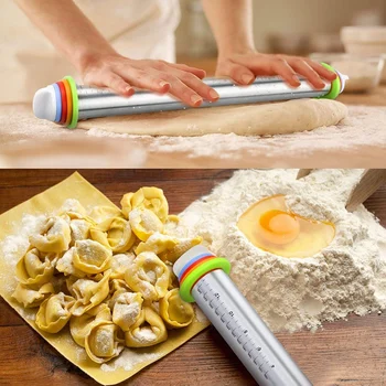 

Stainless Steel Kitchen Rolling Pin 17 Inch Adjustable Rolling Pins for Baking Cookie Dough Pastry Stainless Steel Roller Pin