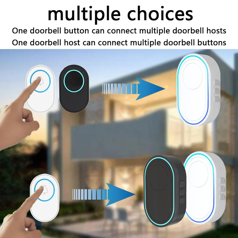 Home Wireless Tuya Smart Doorbell 433Mhz Welcome Doorbell Waterproof Button LED Light 58 Songs 5 Level Volumes 100m Door Chimes
