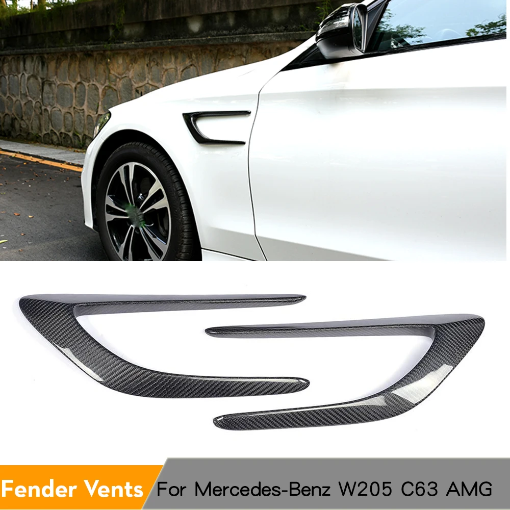 2PCS/SET Carbon Fiber Front Side Fender Vents Decoration Scoops for Mercedes-Benz C-Class W205 C205 C63 AMG 2015 - 2017 | Автомобили и