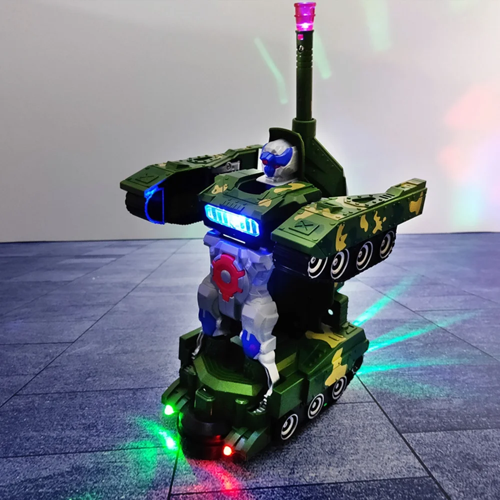 Трансформер Танк Игрушка Универсальный трансформер игрушечный Электрический робот автомобиль с светильник деформация музыки робот игрушка Дети Рождественский подарок