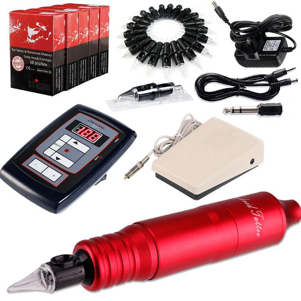 

Tattoo Pen Machine Gun Kit Power Supply Tattoo Foot Pedal Cartridge Needles Kits for Tattoo Professional Tattoo Artist
