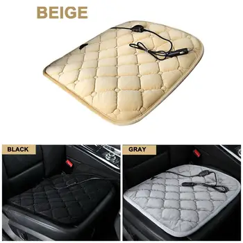 

12V Car Heated Seat Cushion Cover Seat Anti-slip Plush Carbon Fiber Heating Pad Cover Heater Warmer for Winter Car-styling