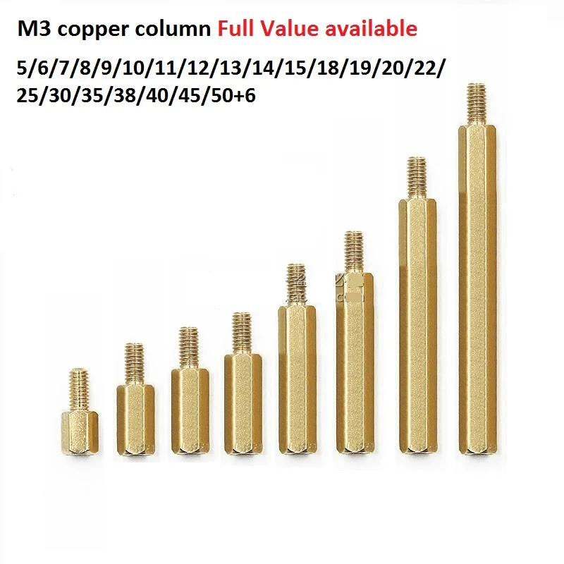 Гайка Винта шестиугольная медная Колонка M3 5/6/7/8/9/10/11/12/13/14/15/18/19/20/22/25/30/ 35/38/40/45/50+, защита от ультрафиолета, 6 мм изоляции монтажная плата