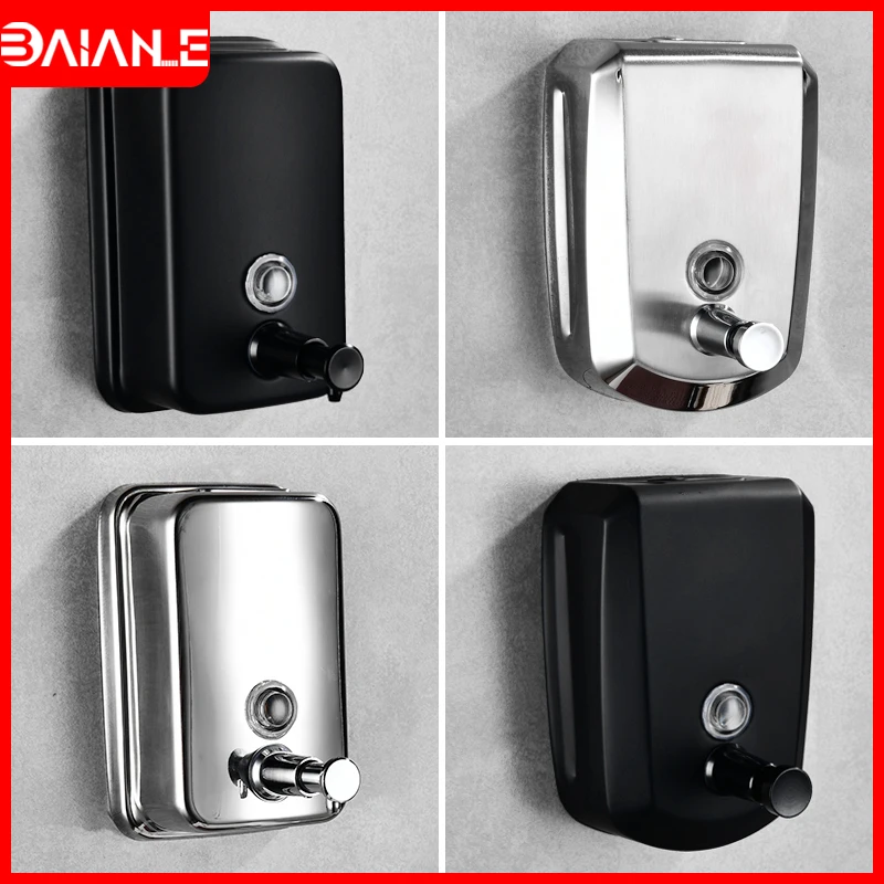 

Soap Dispenser Wall Mounted Stainless Steel Kitchen Dispenser Bathroom Shower Gel Shampoo Liquid Soap Dispenser Bottles Black
