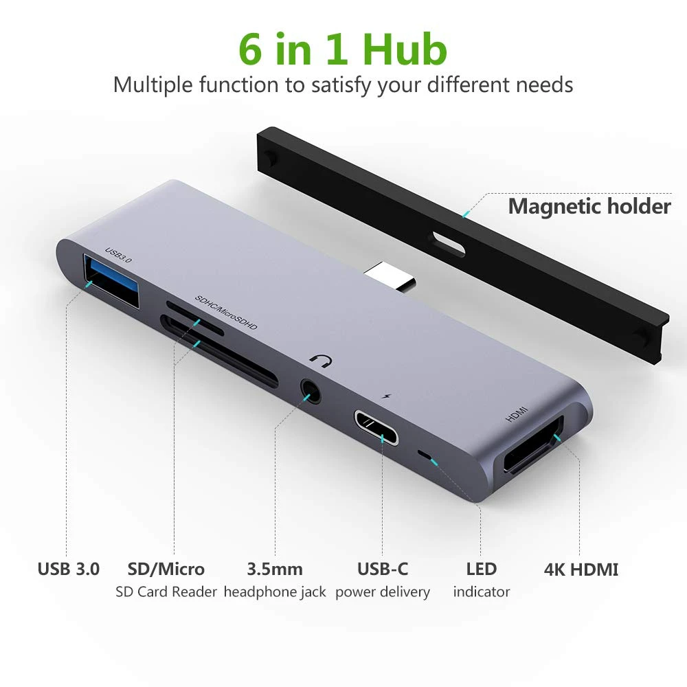 USB C концентратор type C адаптер с 4K HDMI USB-C PD TF SD USB 3,0 3,5 мм разъем порт usb type C док-станция для iPad Pro Macbook Pro/Air