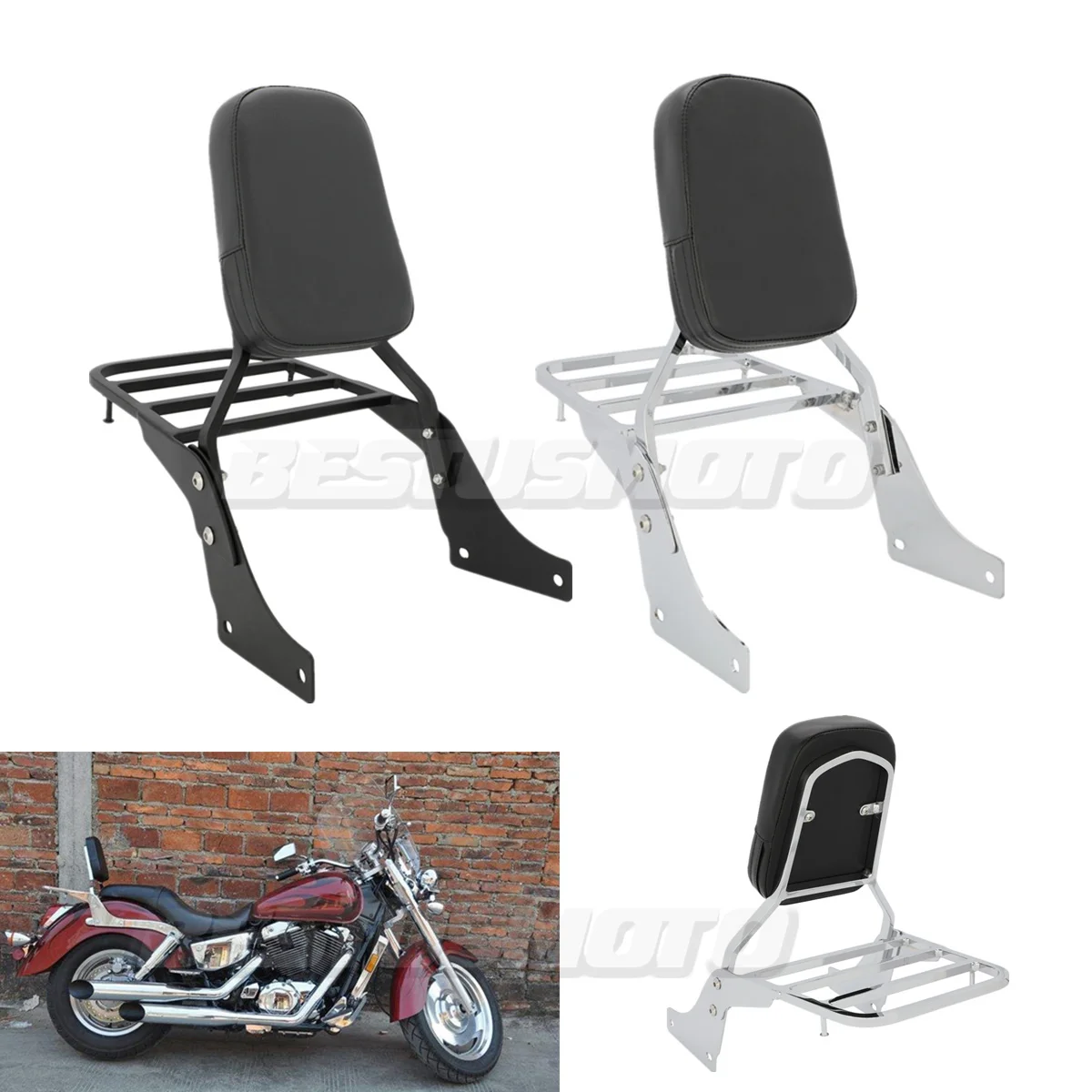 Motorcycle Chrome Sissy Bar Luggage Rack For Honda Shadow Aero 1100
