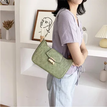 

Crocodile Print Luxury Women Handbag Designer Fashion Shoulder Bag Leather Clutches Female Underarm Bags Vintage Women Bag