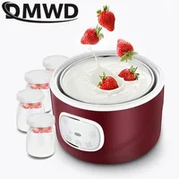 DMWD Electric Yogurt Maker Automatic Multifunction Stainless Steel Leben Container Natto Rice Wine Machine Four Yoghurt Cups 1L 1