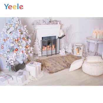 

Christmas Tree Carpet Wooden Board Fireplace Baby Birthday Backdrop Photography Custom Photographic Background For Photo Studio