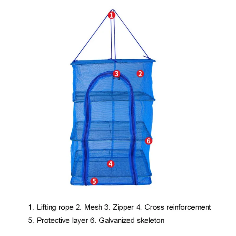 Складная 4 слоя Сетка для рыбы сушилка Складная сетка Висячие блюда сушилка крючок для склада еда осушитель