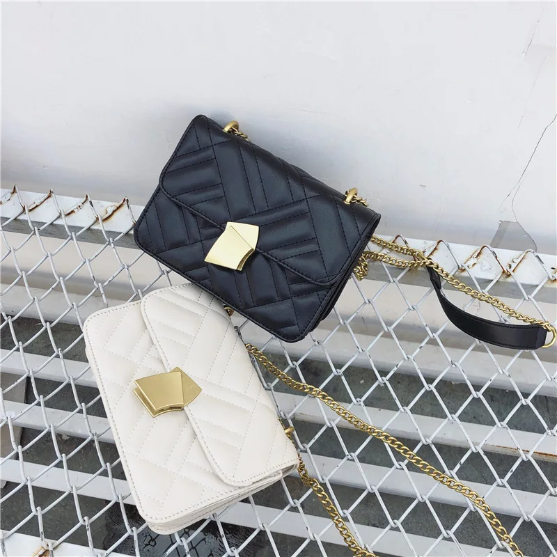 

2019 New Style Bag Women's Korean-style Trend of Fashion Bag Solid Color Fresh Chain Single-shoulder Crossbody Bag Pu Square Sli