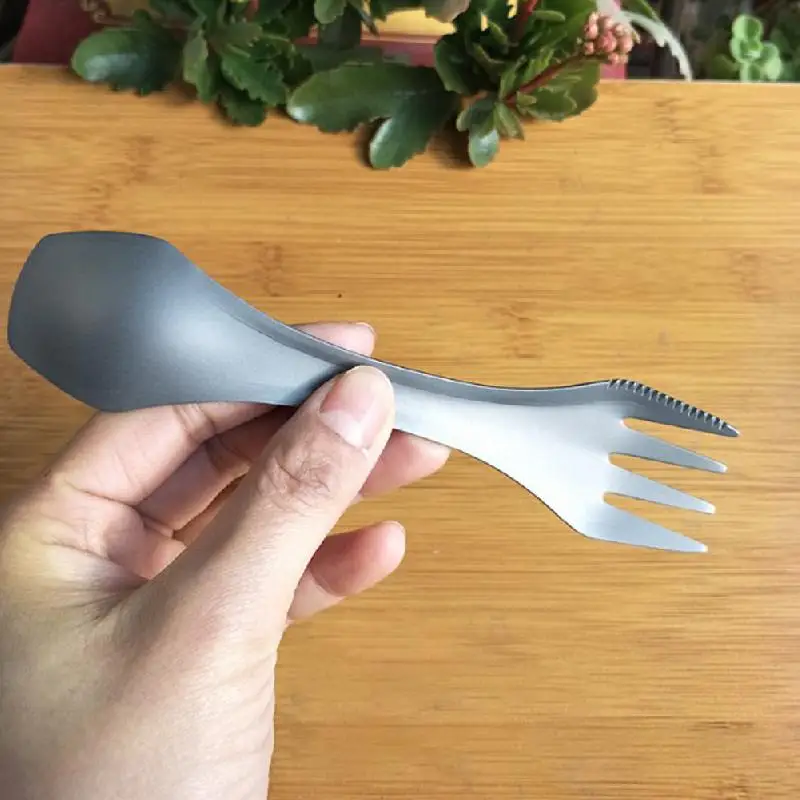 

Titanium Spork Fork Knife Outdoor Camping Picnic Tableware Cookware Ultralight Spoon Fork For outdoor Picnic BBQ Heat-resisting