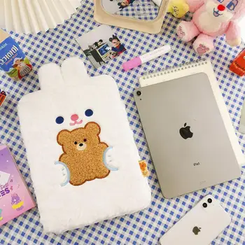 

Cute Laptop Handbag Ipad plush liner Korea Kawaii Bear Rabbit 9.7 10.5 inch ipad mini child Student Clutch Bag