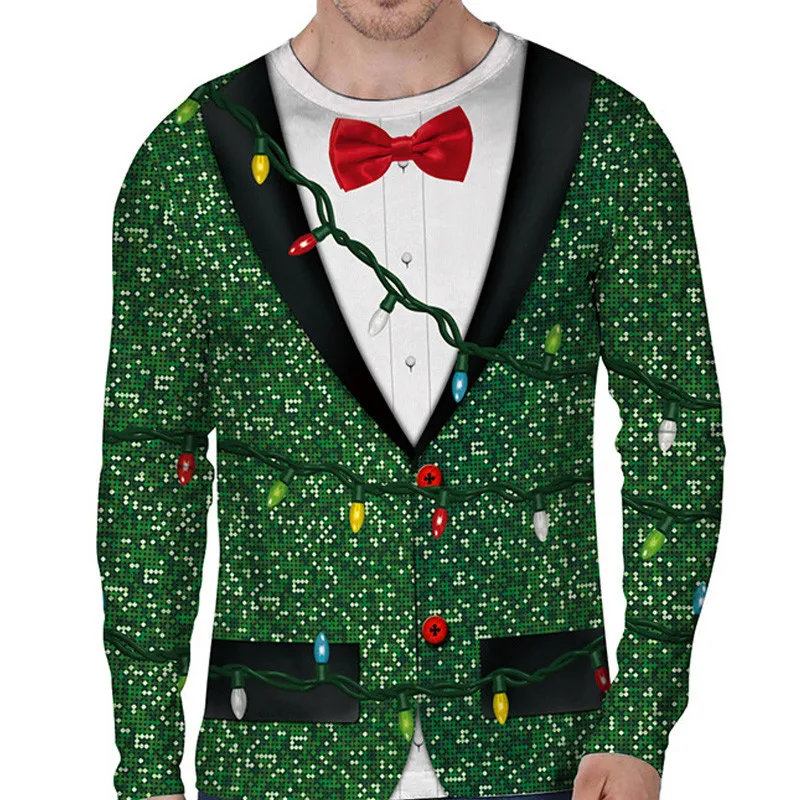 Унисекс Уродливый Рождественский свитер для мужчин и женщин с длинным рукавом Осень Зима Свитера Джемперы Топы 3D принт Забавный Рождественский пуловер Толстовка