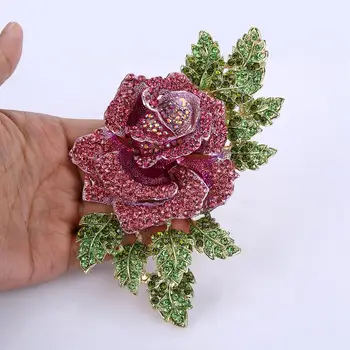 

Tuliper брошь Rose Flower Brooch For Women Christmas Gift Broche Femme Enamel Pin Crystal Kpop Fashion Jewelry Navidad Noel Pink