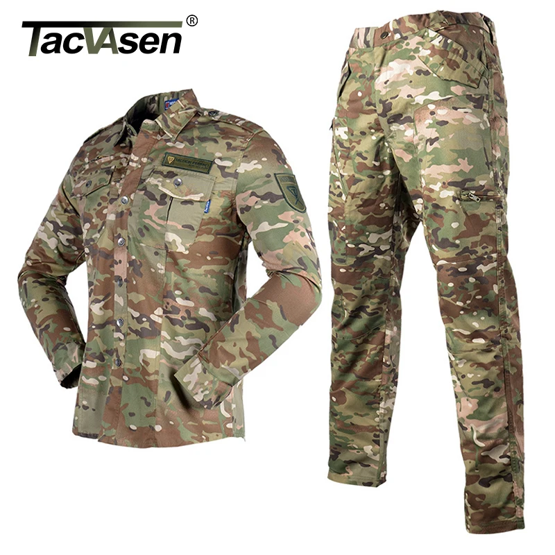 

TACVASEN Assault Camouflage Military Clothing Sets Men Tactical Uniforms Airsoft Army Combat Suit Sets Cargo Jacket Work Pants