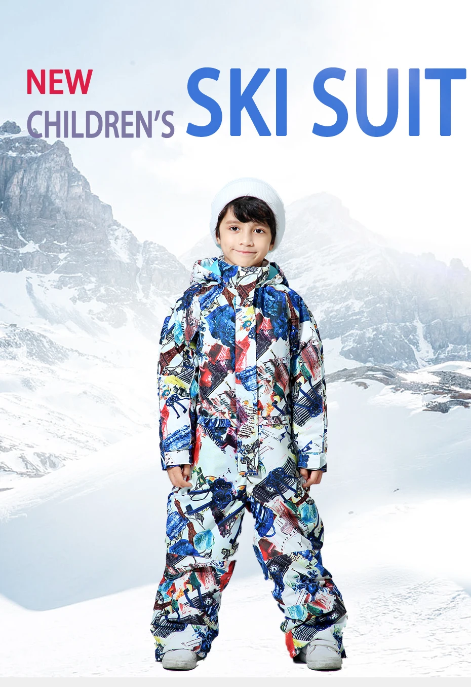 Одежда для мальчиков детская одежда с защитой от снега, костюм Комплекты для сноубординга Водонепроницаемый Спорт на открытом воздухе одежда для катания на лыжах пальто и ремень зимние штаны, костюм для детей