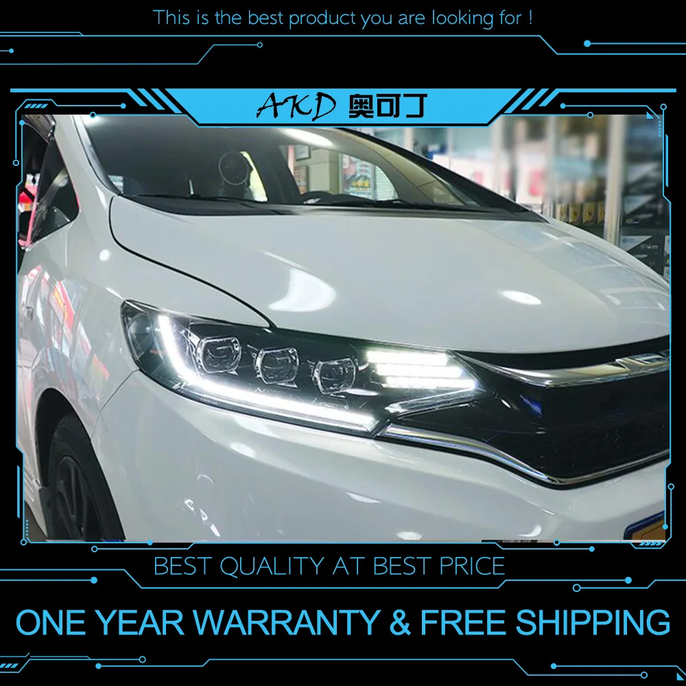 AKD тюнинг автомобильных фар для Honda FIT JAZZ GK5 2018 светодиодные фары DRL ходовые огни