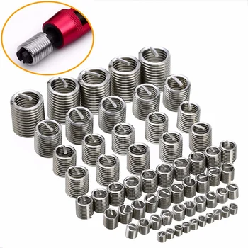 

GTBL 60Pcs Silver M3-M12 Thread Repair Insert Kit Set Stainless Steel For Hardware Repair Tools