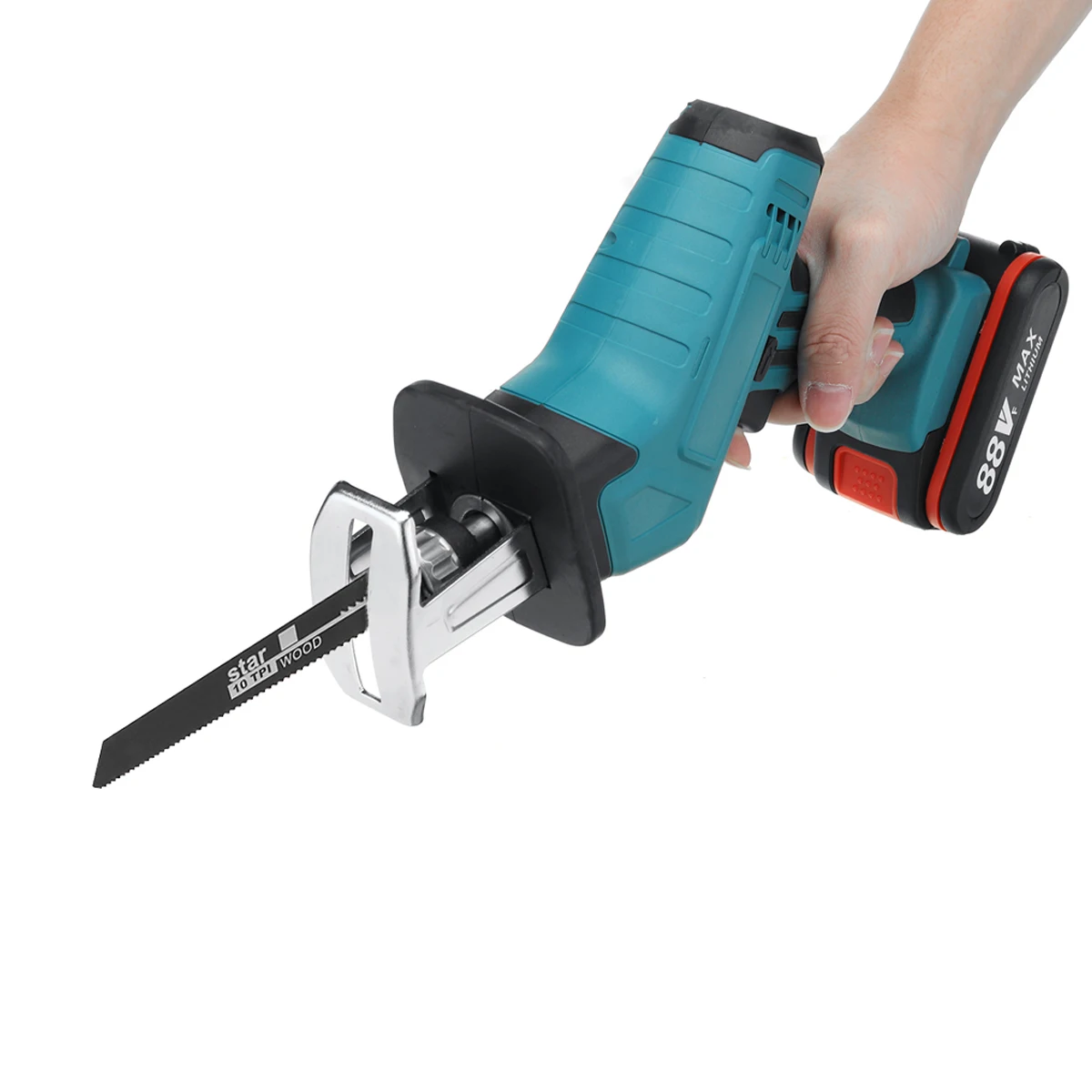 88V Cordless Reciprocating Saw with Box +4 Blades Rechargeable Electric Saw Metal Cutting Woodworking Tool Kit with 1/2 Battery