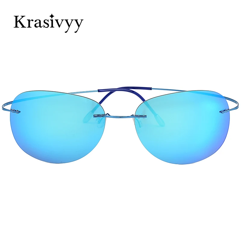 

Krasivyy Rimless Polarized Sunglasses Men Pure Titanium Ultralight Oval Women Driving Sun Glasses Brand Pilot UV400 Eyeglasses