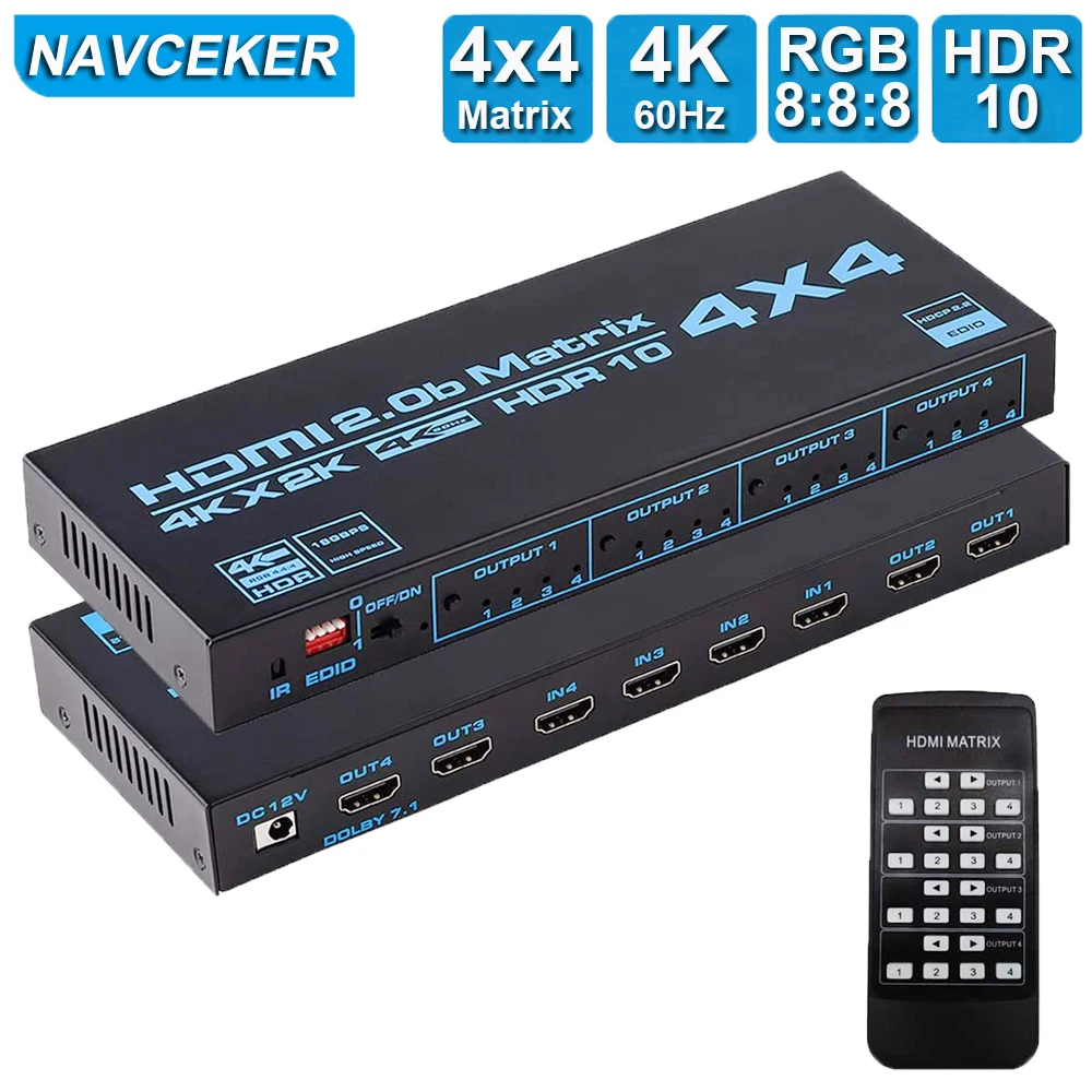 4x4 HDMI-совместимый матричный переключатель сплиттер с SPDIF & L/R 3 5 мм HDR 4x 2 Поддержка