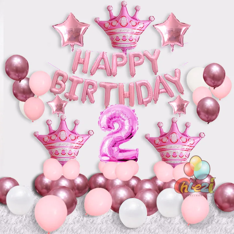 1 комплект, голубая розовая Корона, воздушные шары на день рождения, гелиевый номер, воздушный шар из фольги для маленьких мальчиков и девочек, украшения для первого дня рождения, детский душ