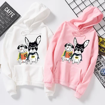

s6300 Hoodies Casual dogs Printed Women Winter Fleece Sweatshirt Hoody Hit Color Patchwork Pullover