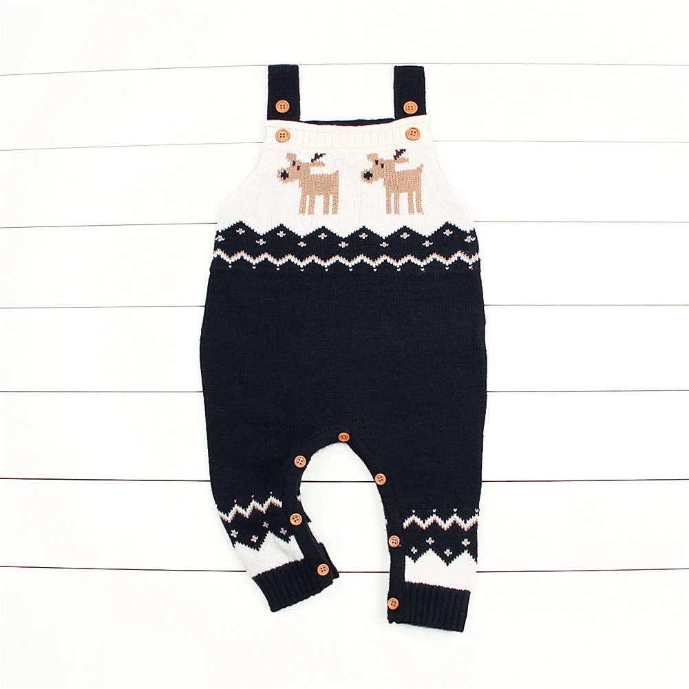 Christmas Infant Baby Boy Girl Clothes Knitted Sweater Romper Jumpsuit Outfit