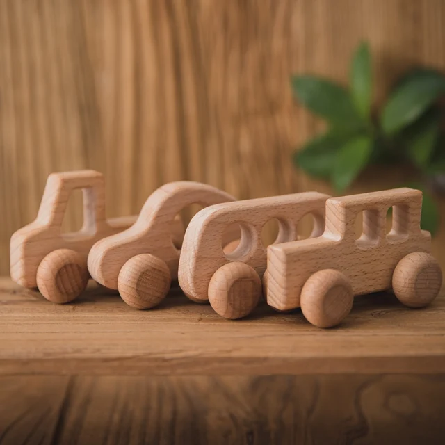 Baby Wooden Car Cartoon Educational Montessori Toys For Children Toys Beech Wooden Blocks Teething Baby Teethers 1