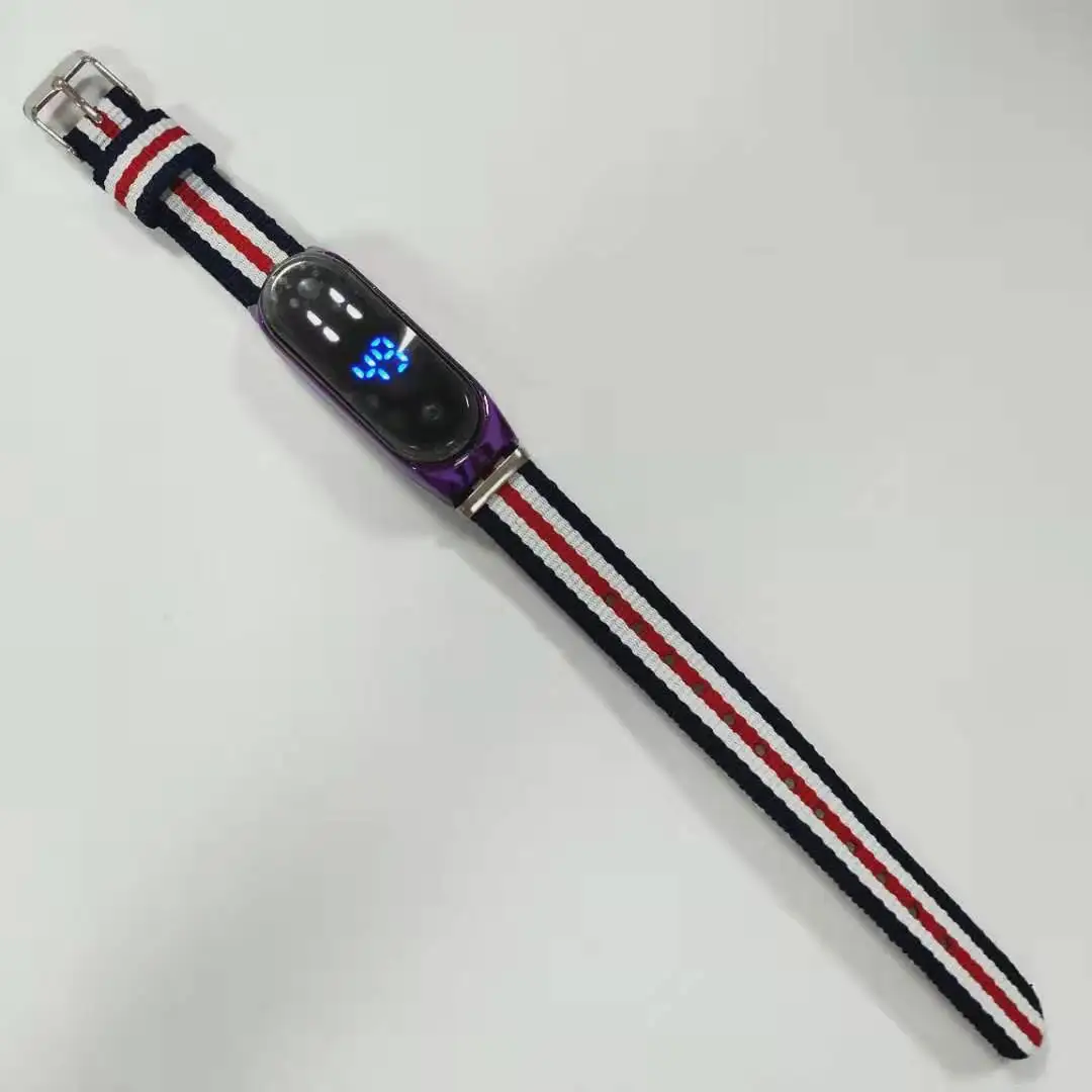 

Hot Selling LED Electronic Watch Students Couples Simple Fashion Nylon Tape Watch Strap Touch Control Waterproof Hand