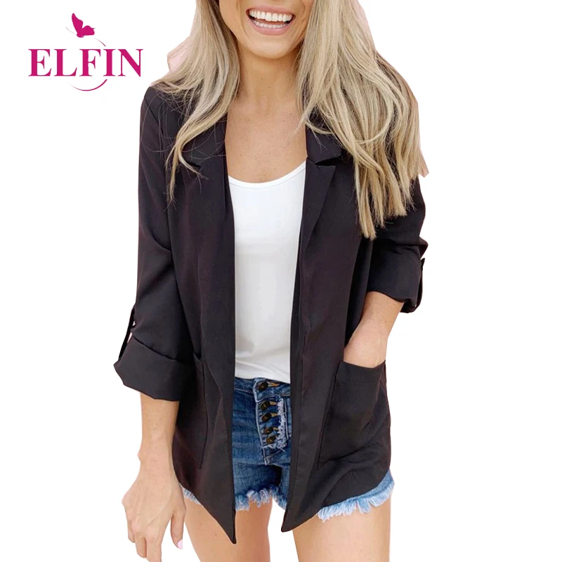 

Office Lady Black Coats And Jackets Women Turn Down Collar Elegant Casual Streetwear Womens Jackets And Coats 2019 SJ3723R