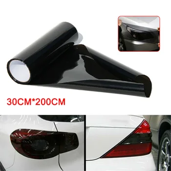 

1Roll 12*80inch Dark Smoke Headlight Film Black Tint Headlights Taillights Fog Light Car Vinyl Film Protection 90% Transmittance