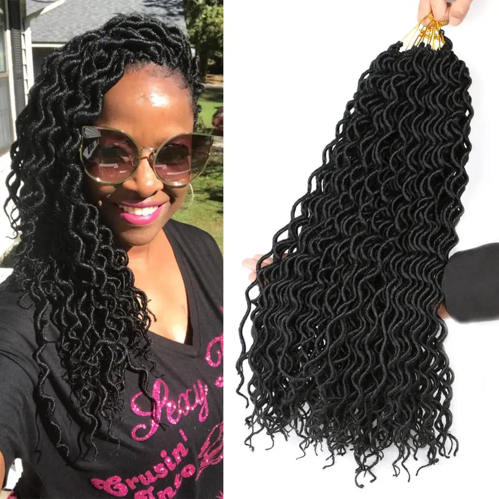 

DAIRESS 18" Deep Faux Locs Crochet Hair Style Dreadlocks Extension 24 Roots Curly Crochet Braids Goddess Locs Braiding Hair