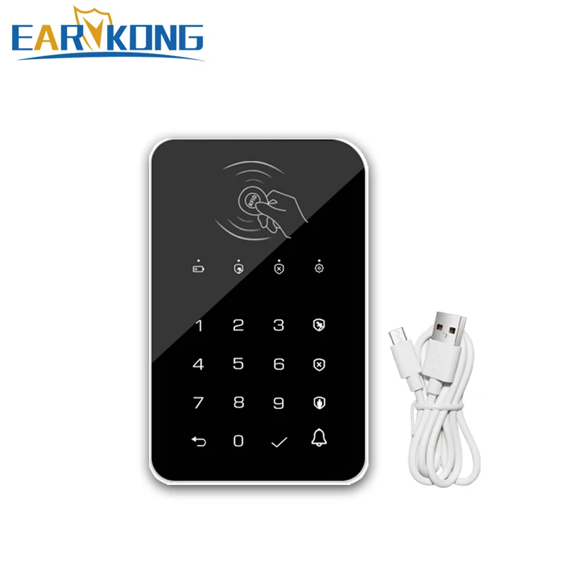 433MHz Wireless Keyboard Touch Keyboard RFID Card Rechargeable For Remotely Arm / Disarm Home Burglar Security Alarm System wireless remote control wireless rfid card alarm control keypad