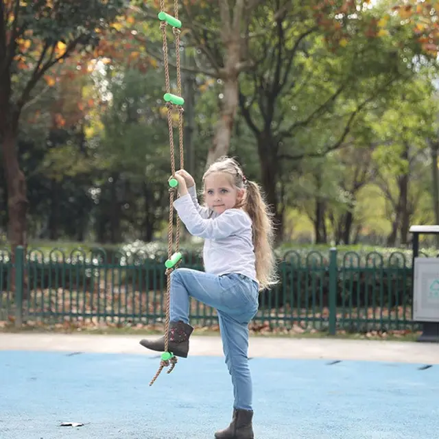 1Pc Wooden Rungs PE Rope Ladder Kids Sport Rope Swing Safe Fitness Equipment Child Climbing Indoor Outdoor Garden Toy 4