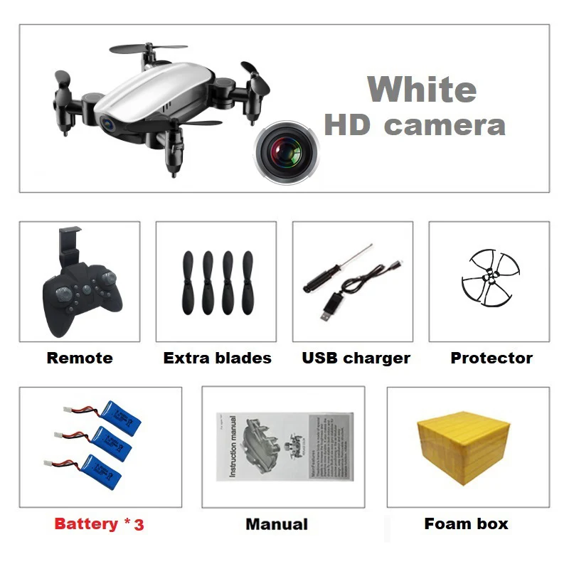 LAUMOX T10 Радиоуправляемый Дрон с HD камерой мини Дрон WiFi FPV складной Квадрокоптер вертолет Безголовый режим удержания высоты селфи дроны - Цвет: White 0.3MP 3B F