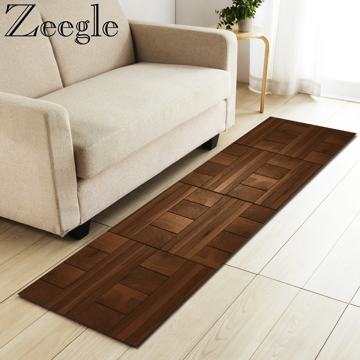 Zeegle Kitchen Floor Mat Praying Mats Non-slip Bedroom Rugs Bedside Mats Living Room Wood Painting Sofa Mat Long Kitchen Rug