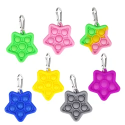 Porte clés anti stress en Silicone pour enfant et adulte, jouet en forme d'étoile, forme de bulle, fossette Simple, décompression 
