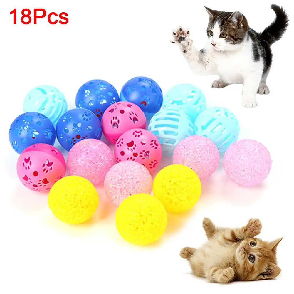 18 шт. Pet кошки Колокольчик для котенка полые лапы царапин мяч укус играть интерактивная игрушка