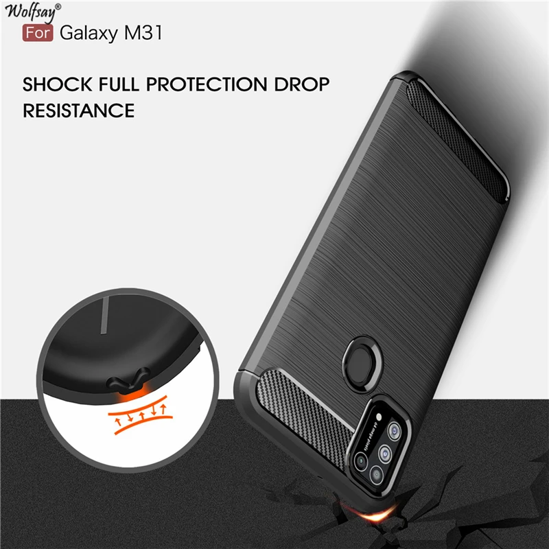 Wolfsay Anti-knock Case For Samsung M31 Soft TPU Brushed Galaxy M315f/ds Business Phone Fundas Coque | Мобильные телефоны и