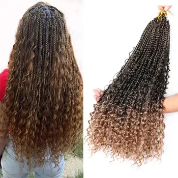 

DAIRESS 22" Box Braids Crochet Hair With Curly Ends Braiding Hair Free Ends Goddess Box Braids With Curls Boho Braids