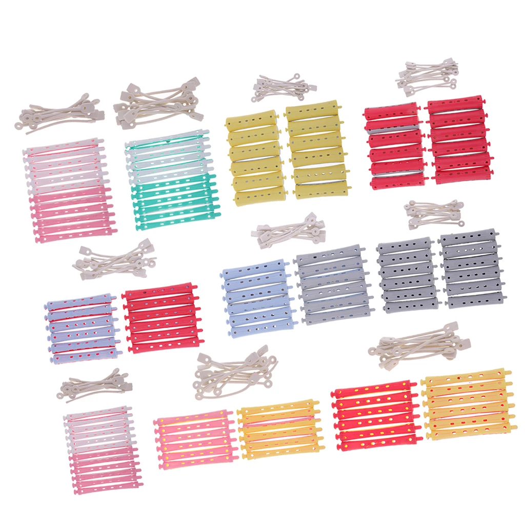 12 Pieces Perm Rods Perm Curler DIY Hair Styling Design Beauty Salon Tools Salon Rubber Band Hair Rollers Set Cold Perm Rods