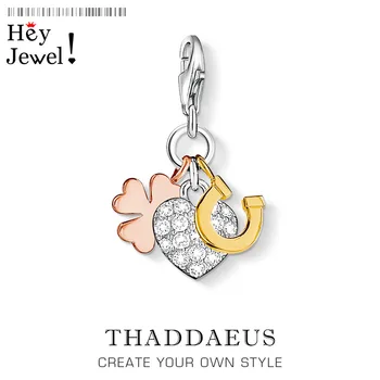 

Good Luck Cloverleaf Horseshoe Heart Charm Pendant 2020 Spring New Fashion DIY Jewelry 925 Sterling Silver Trendy Gift For Women