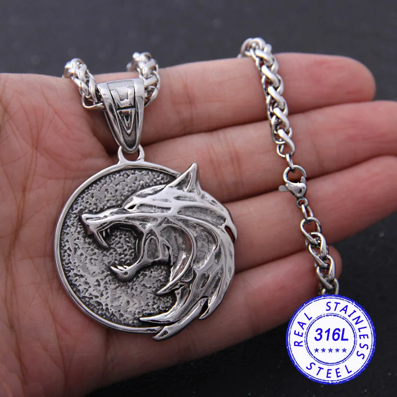 

Yage Stainless Steel Witcher Wolf Head Pendant Geralt Netflix TV Cosplay Necklace
