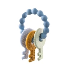 Anneau de dentition en Silicone pour bébé, jouet à mâcher, 3 clés, coloré, Animal de dessin animé, sans BPA, collier à dents de rongeur de qualité alimentaire, 1 pièce 