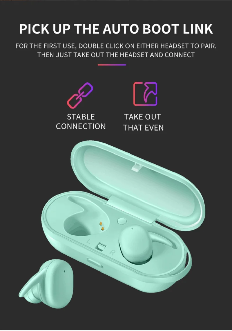 Беспроводная гарнитура, спортивные мини наушники TWS, Bluetooth наушники 5,0, беспроводные наушники с сенсорным управлением, стерео наушники с шумоподавлением